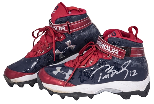 2012 Tom Brady Game Used, Signed & Photo Matched Pair of Under Armour Cleats - Both Signed - 8th Pro Bowl Season! (Sports Investors Authentication & JSA)